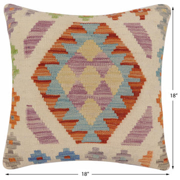 handmade Traditional Pillow Beige Rust Hand-Woven SQUARE 100% WOOL Hand woven turkish pillow2' x 2'